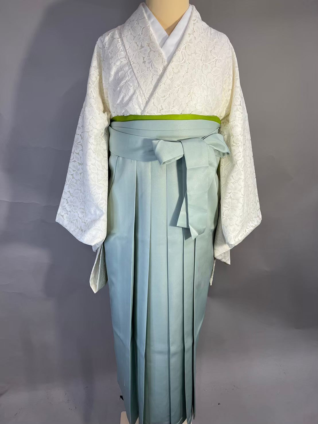 袴 | 中振袖 レースホワイト 袴薄水色